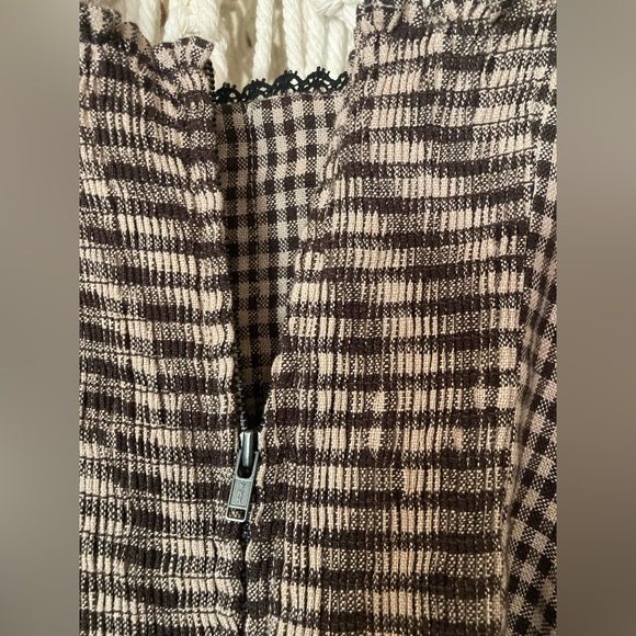 Reformation Tagliatelle 100% Linen sleeveless Dress Tartine brown check size 8 - Picture 8 of 9